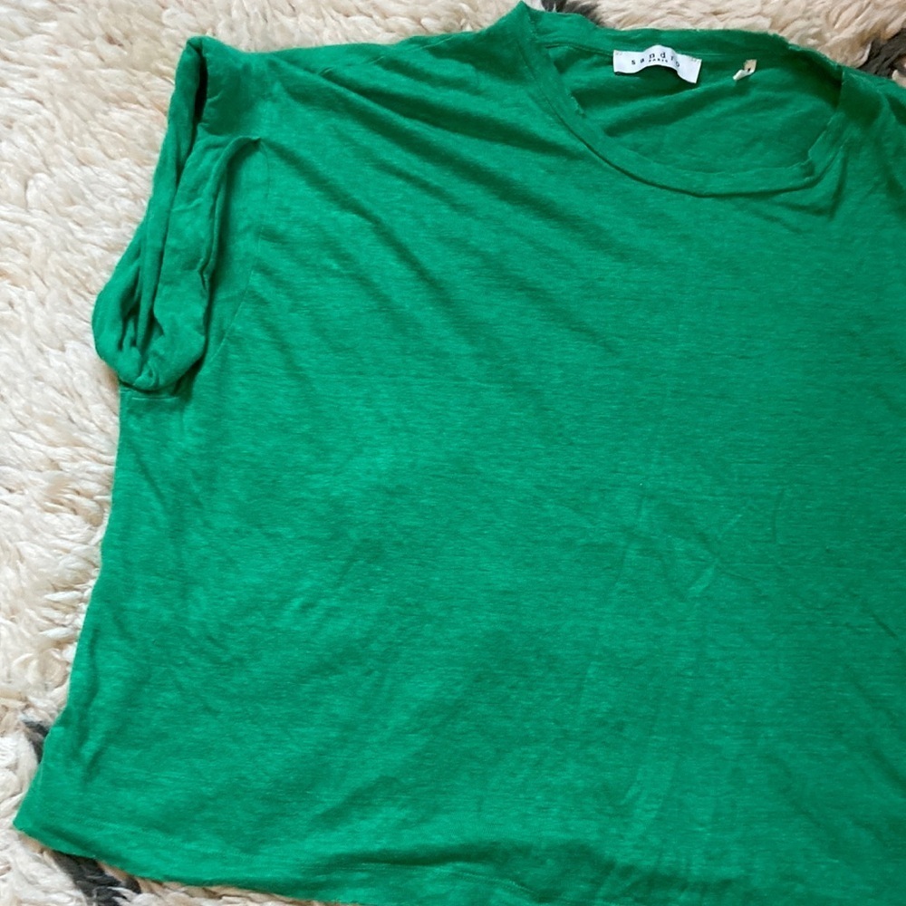 Sandro Distressed Linen Tee - Picture 4 of 16
